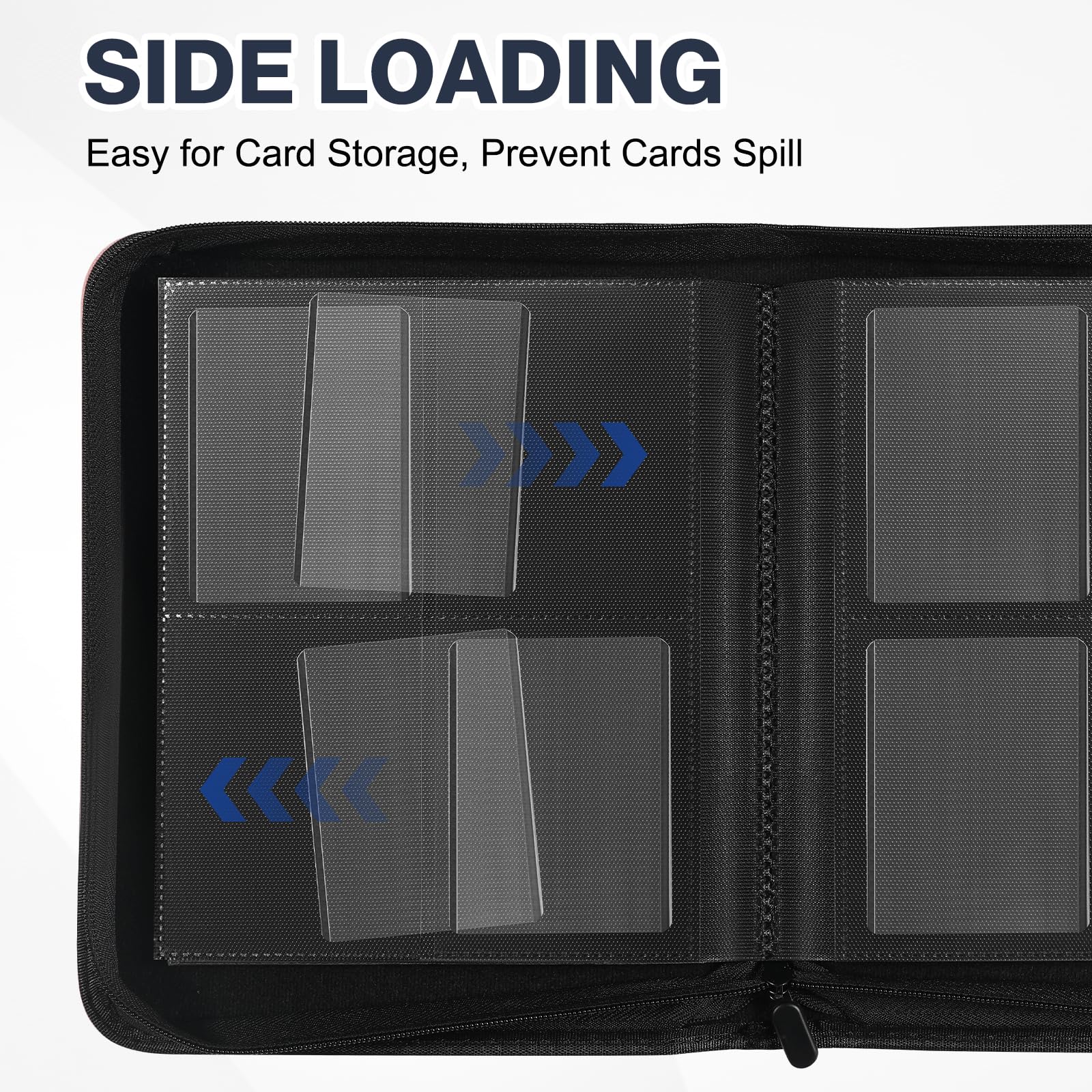 Toploader Binder, Holds 360 Toploader, 100 Toploaders INCLUDED, 9-Pocket PU Cover Top Loader Binder for 3" x 4" Rigid Toploaders, Ringless Double-Sided Toploader Card Binder for TCG, Sport Cards