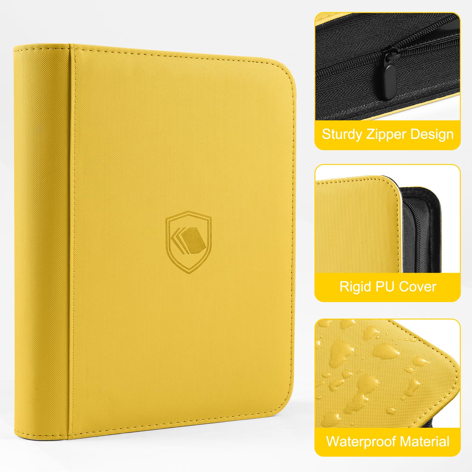 Toploader Binder, Holds 360 Toploader, 100 Toploaders INCLUDED, 9-Pocket PU Cover Top Loader Binder for 3" x 4" Rigid Toploaders, Ringless Double-Sided Toploader Card Binder for TCG, Sport Cards