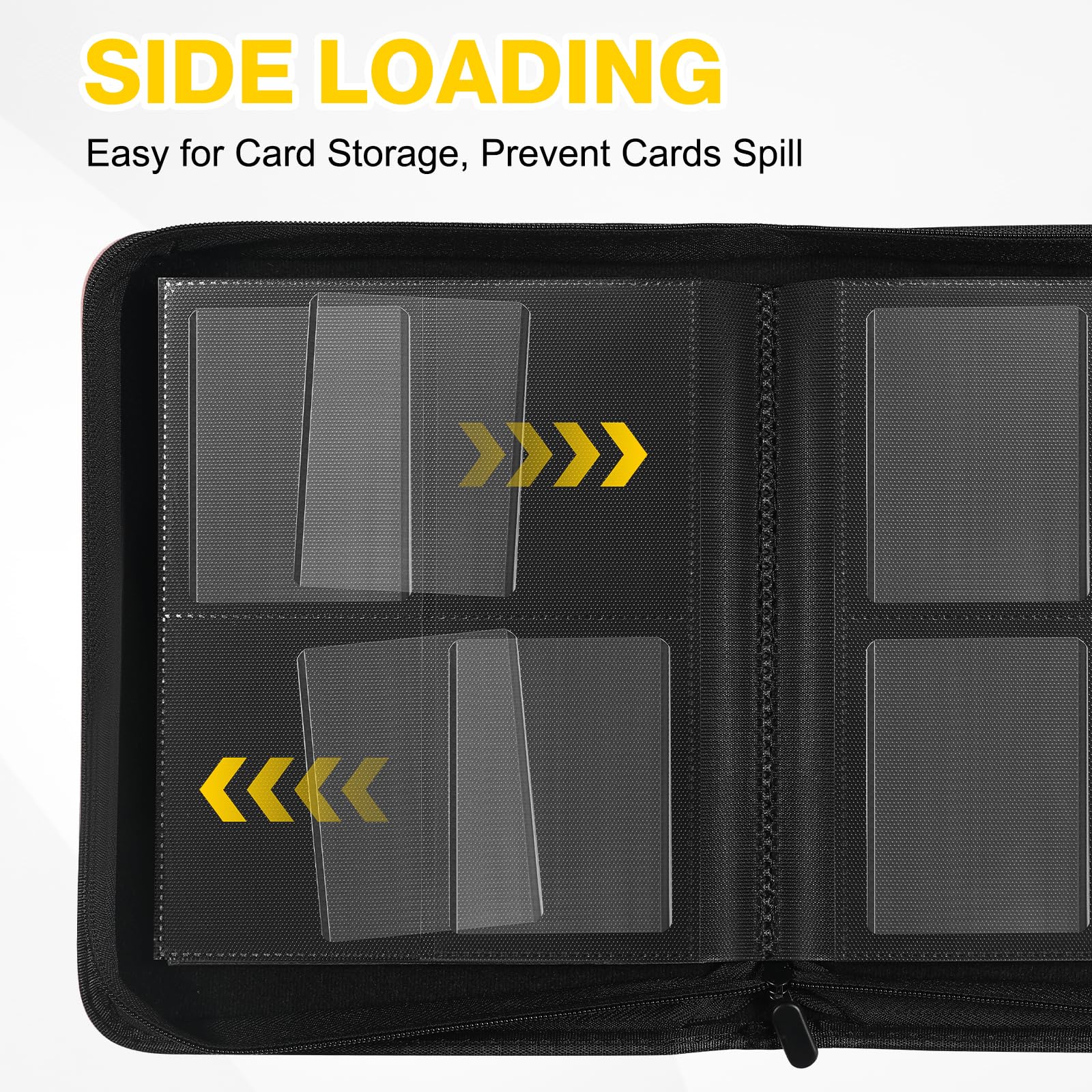 Toploader Binder, Holds 360 Toploader, 100 Toploaders INCLUDED, 9-Pocket PU Cover Top Loader Binder for 3" x 4" Rigid Toploaders, Ringless Double-Sided Toploader Card Binder for TCG, Sport Cards