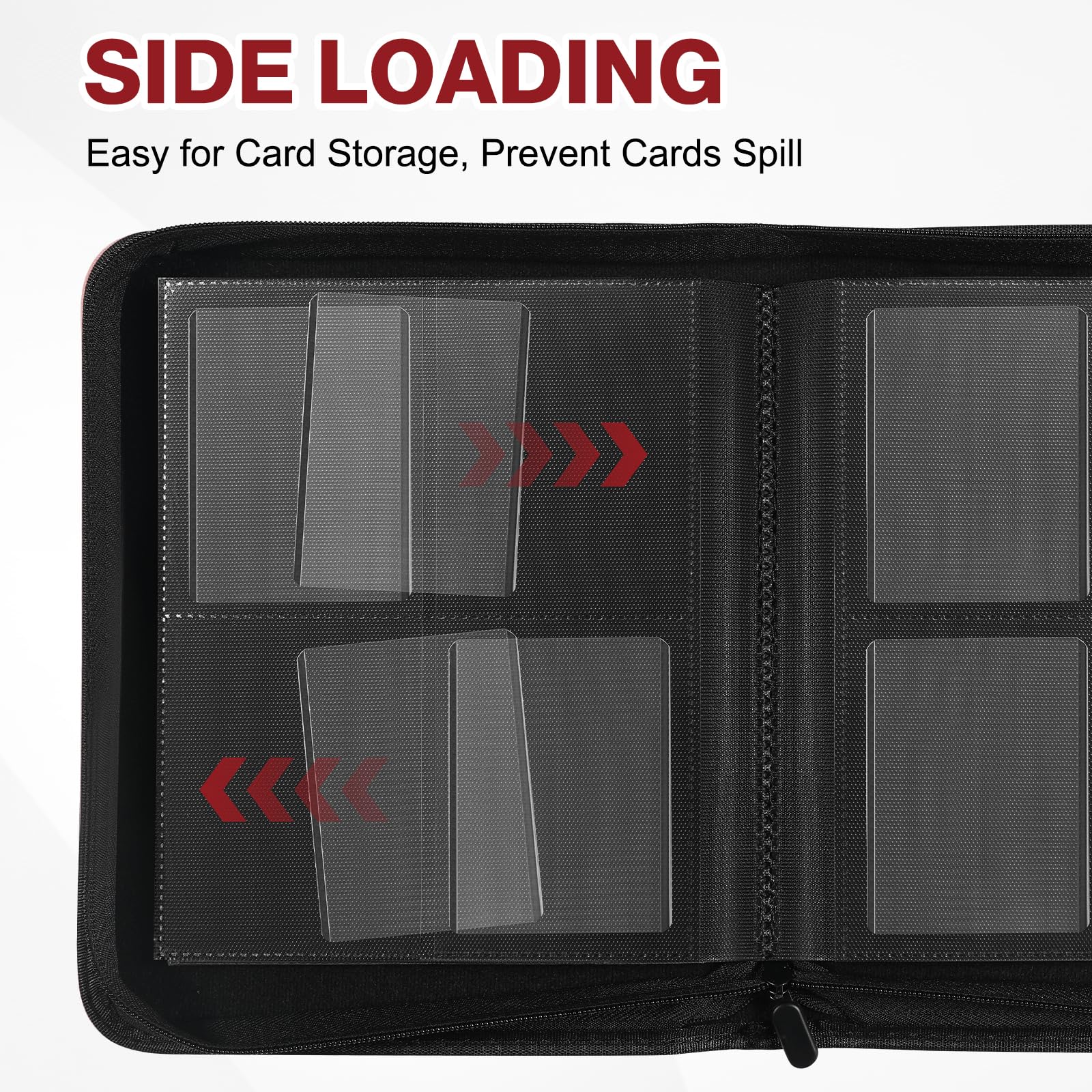 Toploader Binder, Holds 360 Toploader, 100 Toploaders INCLUDED, 9-Pocket PU Cover Top Loader Binder for 3" x 4" Rigid Toploaders, Ringless Double-Sided Toploader Card Binder for TCG, Sport Cards