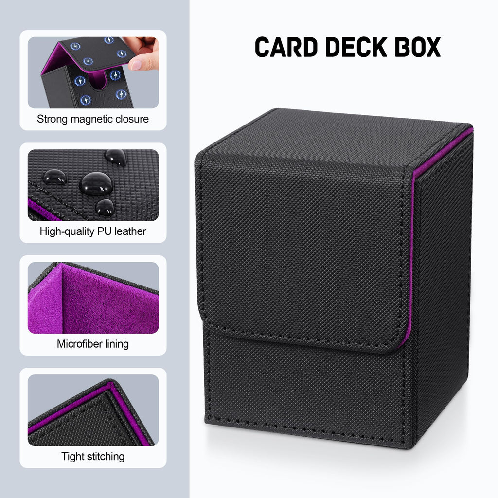 ZLCA MTG Deck Box with Commander Window Display, Commander Deck Box Holds 100 Double-Sleeved Cards Suitable for Magic the Gathering/TCG/CCG/PTCG/EDH/Sport Cards (Black)