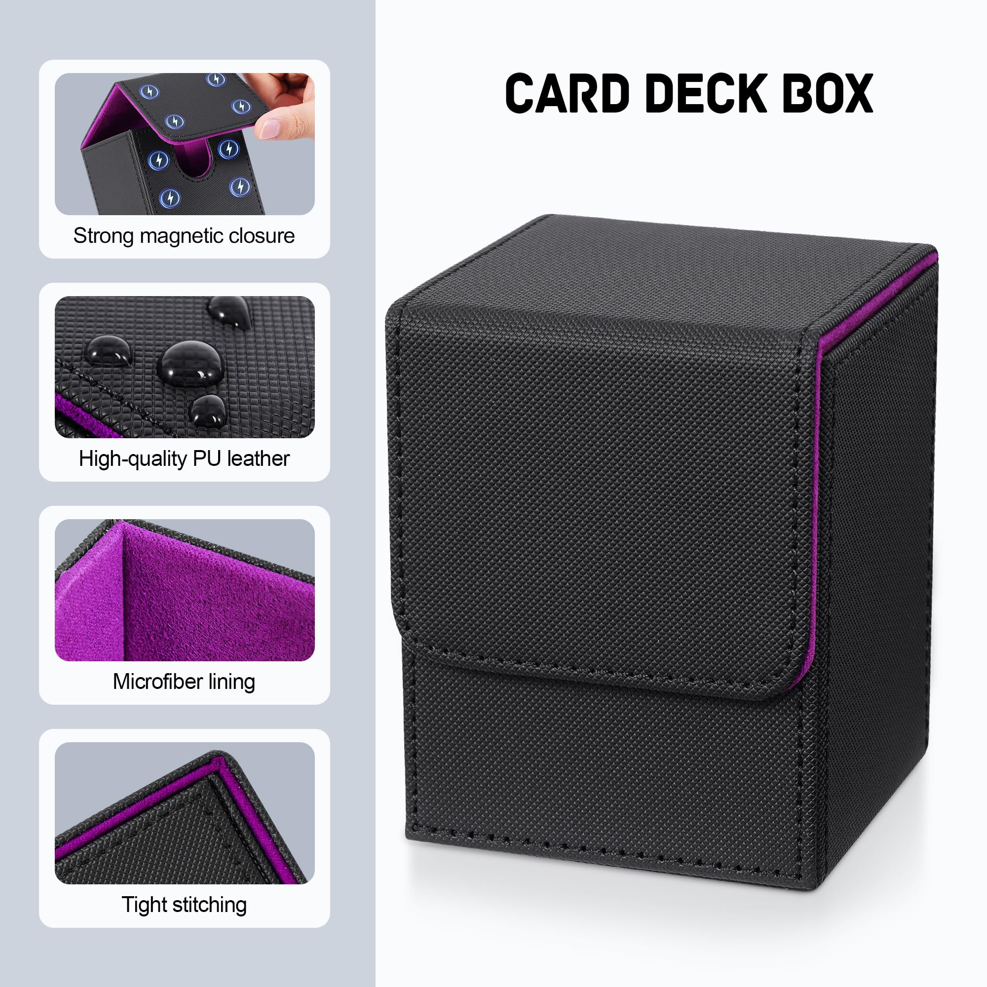 ZLCA MTG Deck Box with Commander Window Display, Commander Deck Box Holds 100 Double-Sleeved Cards Suitable for Magic the Gathering/TCG/CCG/PTCG/EDH/Sport Cards (Black)