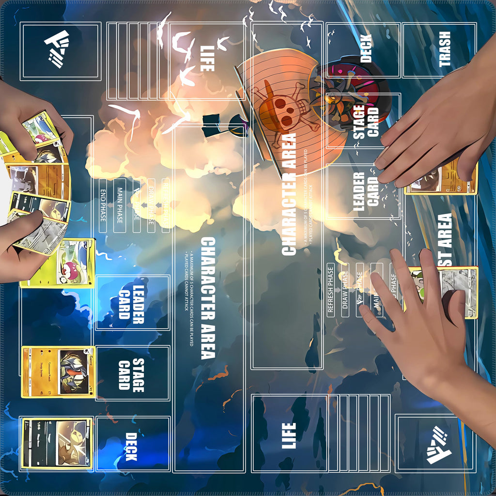 Playmat for One Piece Card Game for Two Players, 24x24 inches, with 4-Pocket Card Binder Set and 400+ Card Capacity