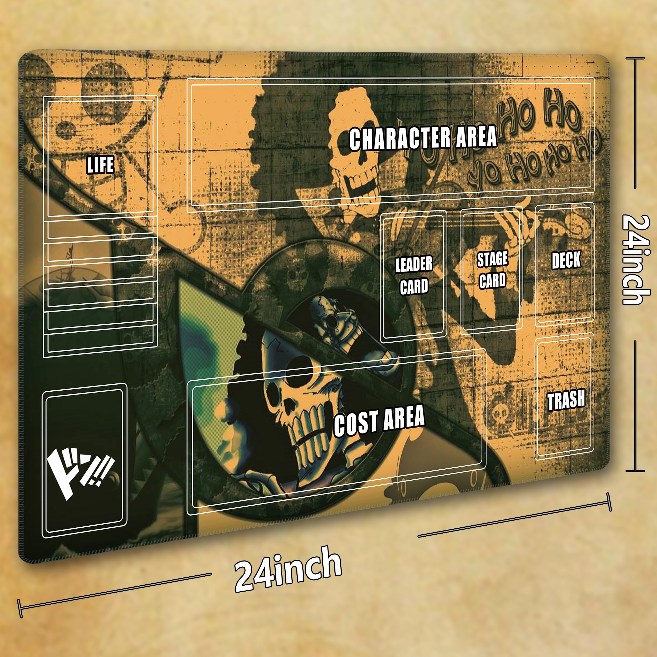 for one Piece TCG playmat Set - 14x24 inches Gaming mat with 2 Skull dice and Storage Bag for one Piece Card Game Adventures (Skeleton)
