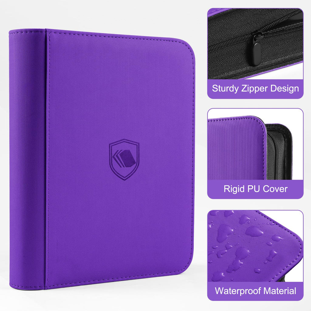 Toploader Binder, Holds 360 Toploader, 100 Toploaders INCLUDED, 9-Pocket PU Cover Top Loader Binder for 3" x 4" Rigid Toploaders, Ringless Double-Sided Toploader Card Binder for TCG, Sport Cards